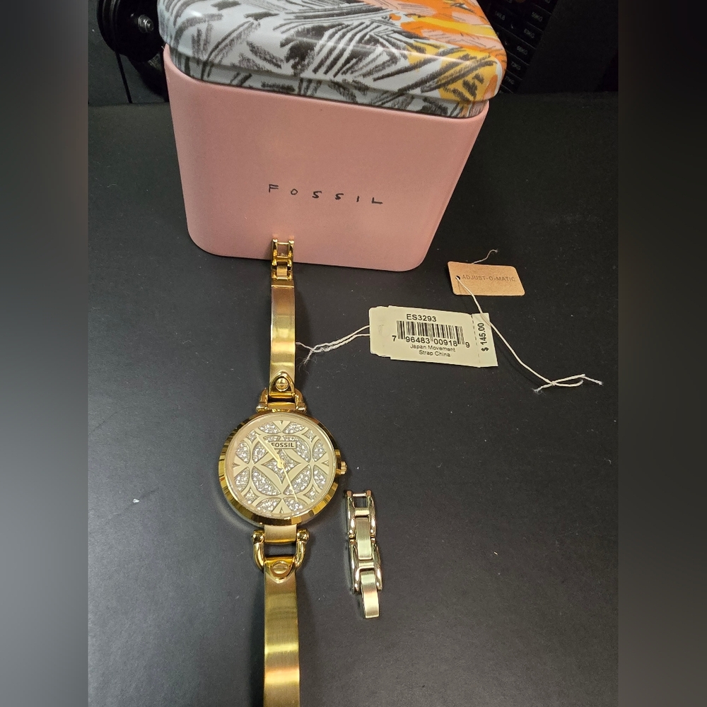 Fossil Women's Gold Watch with Crystal Accents